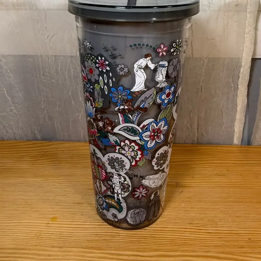 Disney Star Wars Tumbler Princess Leia Acrylic Cup w Straw BPA Free
